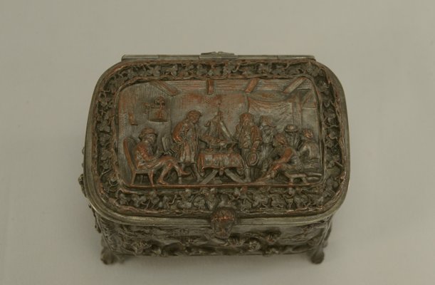 Silver-Plated Embossed Copper Box, Early 19th Century-NEN-2031504