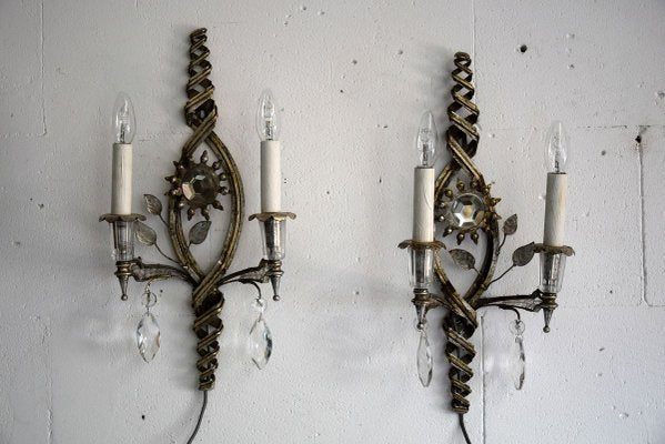 Silver Plated Maison Bagués Wall Lights, 1930s, Set of 2-IEI-910795