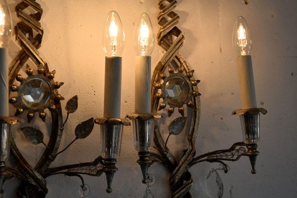 Silver Plated Maison Bagués Wall Lights, 1930s, Set of 2-IEI-910795