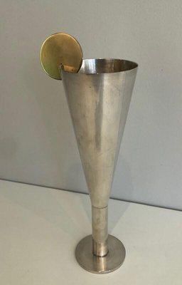 Silver Plated Metal and Brass Champagne Flute by Padova A. Pozzi, Italy, 1950s-BA-803673