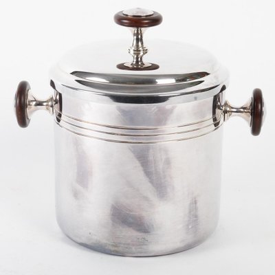 Silver-Plated Metal and Wood Ice Bucket with Lid, 1980s-WFS-1780980