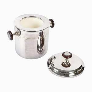 Silver-Plated Metal and Wood Ice Bucket with Lid, 1980s-WFS-1780980