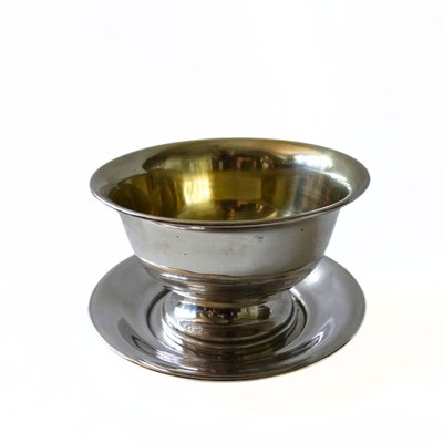 Silver Plated Sauce Bowl on Plate, Sweden, 1900s-JKV-2023248