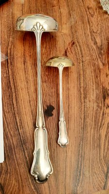 Silver Serving Ladles and Tong, 1890s, Set of 3-EAI-1398293