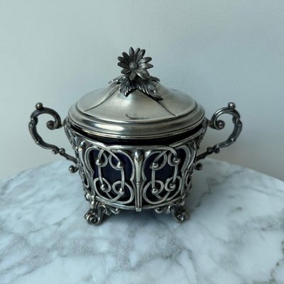 Silver Sugar Bowl with Minerva Hallmark, Late 19th Century-QKG-2022395