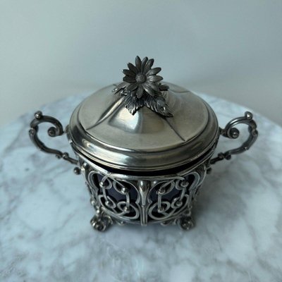 Silver Sugar Bowl with Minerva Hallmark, Late 19th Century-QKG-2022395