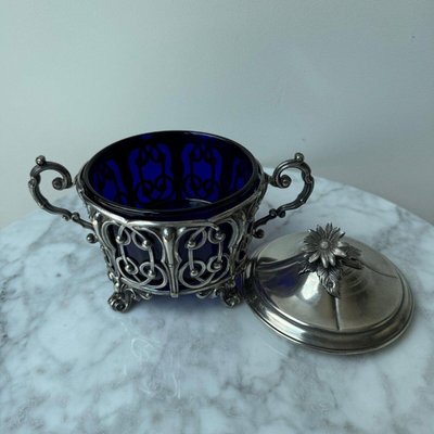 Silver Sugar Bowl with Minerva Hallmark, Late 19th Century-QKG-2022395