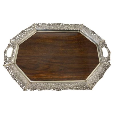 Silver Tray with Wooden Melamine by H. Hooijkaas, 1974-UCH-1224139