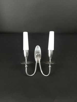 Silvered French Wall Lamps, 1950s, Set of 2-KDB-1293239