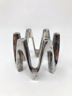 Silvered Metal Candleholder by Jens Quistgaard, 1970s-FGA-1770730