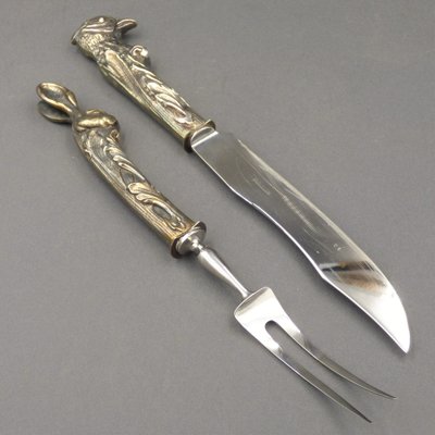 Silvered Rabbit and Poultry Tranchier Cutlery, 1970s, Set of 2-WK-1409562