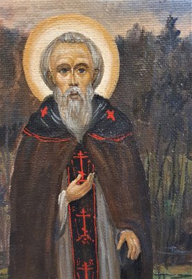 Simakov, St. Paisiy of Uglich, 1980s, Oil on Canvas-OZS-1396937