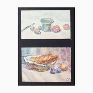 Simon Goldberg, Still Lifes, Watercolors on Paper, 20th Century, Set of 2-ZCI-2025003