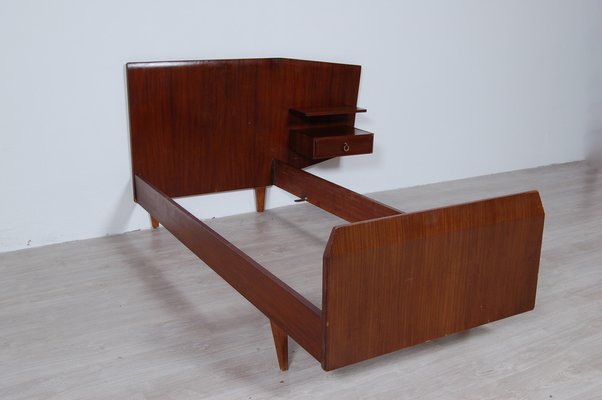 Single Bed Structure with Bedside Table, 1950s, Set of 2-XSG-1336477