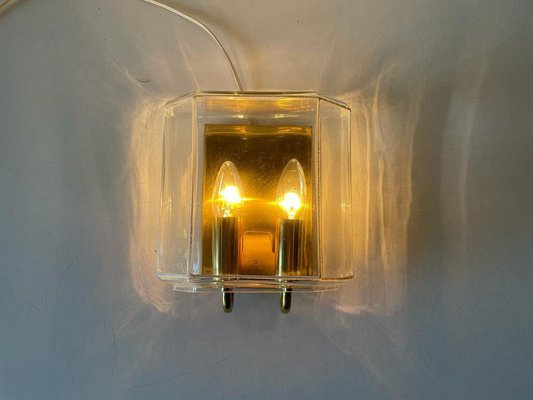 Single Glass & Brass Sconce from Limburg, Germany, 1960s-RDS-1446331