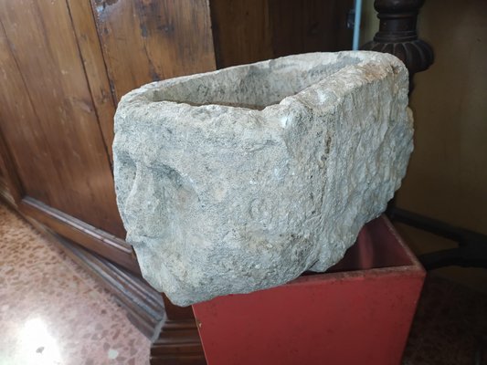 Sink Stone Tray with Sculpted Face, Italy, Early 20th Century-RAQ-988192