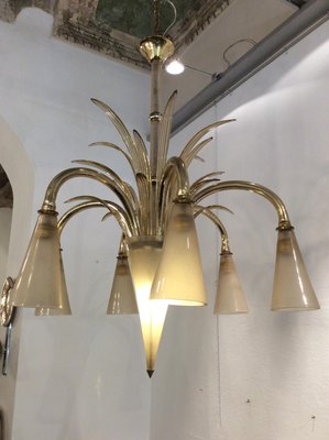 Six-Light Glass Chandelier by Fratelli Toso, 1930s-QZG-2021605