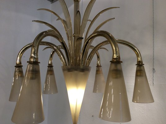 Six-Light Glass Chandelier by Fratelli Toso, 1930s-QZG-2021605