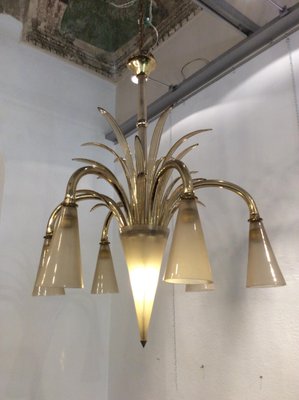 Six-Light Glass Chandelier by Fratelli Toso, 1930s-QZG-2021605