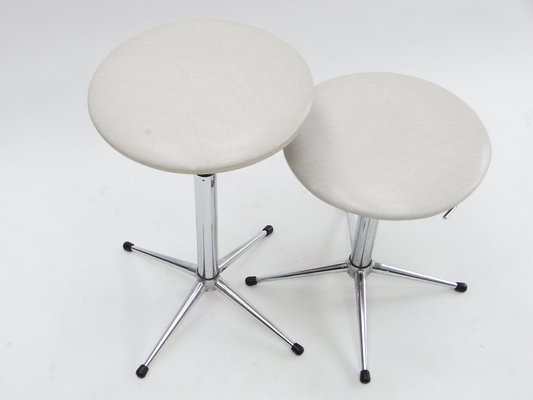 Skai and Chrome Telescopic Stools, 1970s, Set of 2-EP-552825