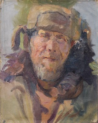 Sketch of a Russian Soldier, 20th-Century, Oil on Canvas-AOI-1106710