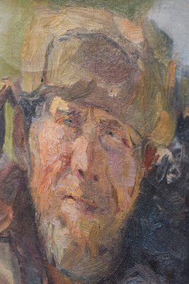 Sketch of a Russian Soldier, 20th-Century, Oil on Canvas-AOI-1106710