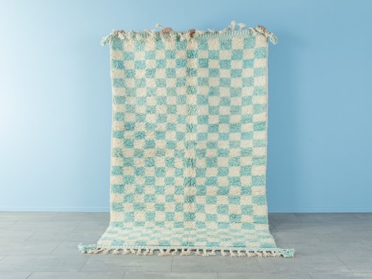 Skyblue Check Berber Rug, 2010s-GPP-1383317