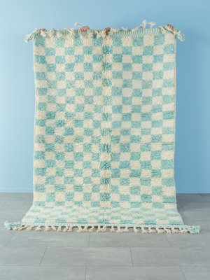 Skyblue Check Berber Rug, 2010s-GPP-1383317