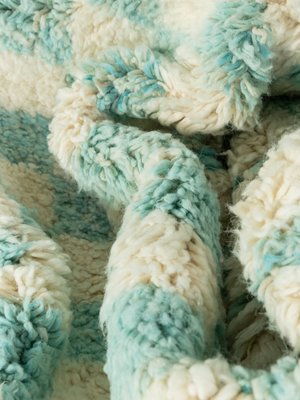 Skyblue Check Berber Rug, 2010s-GPP-1383317