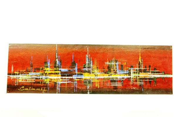 Skyline Acrylic Painting, 1970s-ZWH-750364