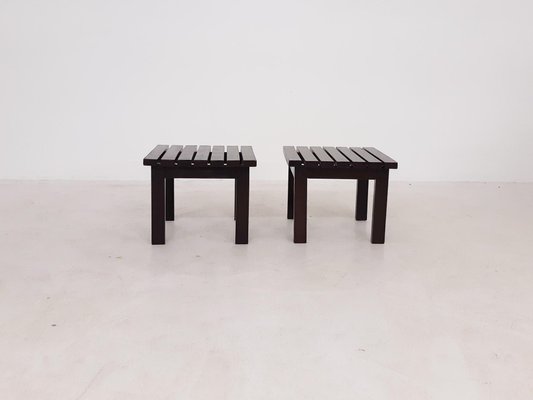 Slat Side Tables in the Style of Martin Visser, the Netherlands, 1950s, Set of 2-ZO-633364