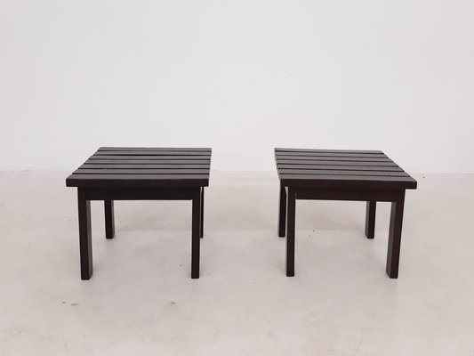 Slat Side Tables in the Style of Martin Visser, the Netherlands, 1950s, Set of 2-ZO-633364