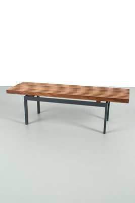 Slatted Bench with Metal Frame-OKG-2020982