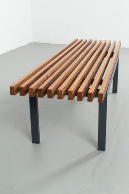 Slatted Bench with Metal Frame-OKG-2020982