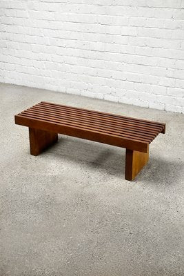 Slatted Wooden Bench or Coffee Table in the style of Charlotte Perriand-WUY-2034733