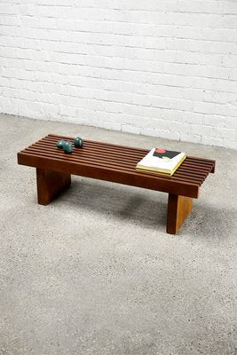 Slatted Wooden Bench or Coffee Table in the style of Charlotte Perriand-WUY-2034733