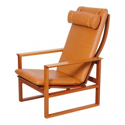 Sled Chair in Mahogany & Cognac Aniline Leather by Børge Mogensen for Fredericia-MTD-1400562