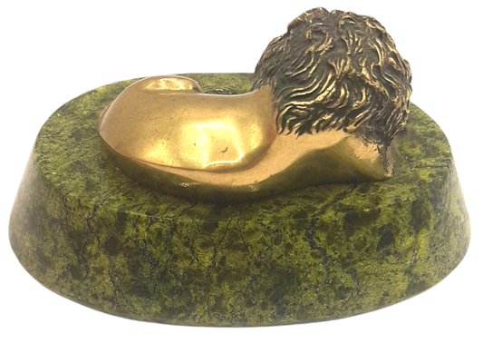 Sleepy Lion Sculpture in Bronze, France-TCS-1180854