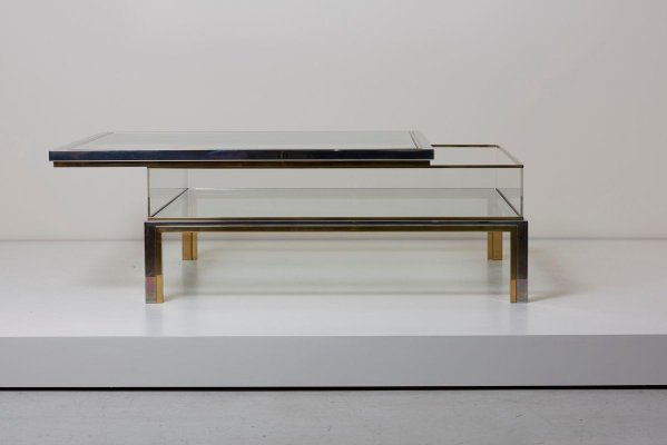 Sliding Top Coffee Table in Brass and Chrome from Maison Jansen, 1970s-VLZ-631919