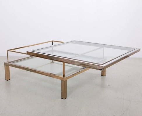 Sliding Top Coffee Table in Brass and Chrome from Maison Jansen, 1970s-VLZ-631981