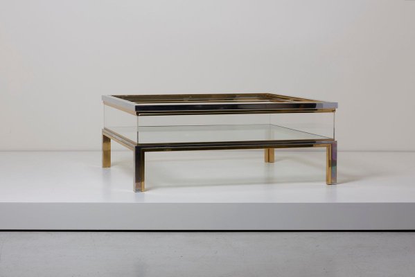 Sliding Top Coffee Table in Brass and Chrome from Maison Jansen, 1970s-VLZ-631919