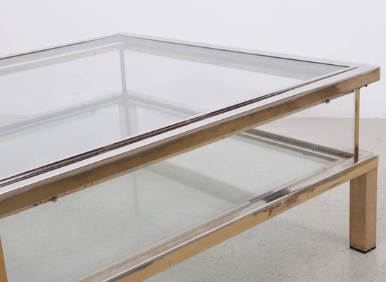 Sliding Top Coffee Table in Brass and Chrome from Maison Jansen, 1970s-VLZ-631981