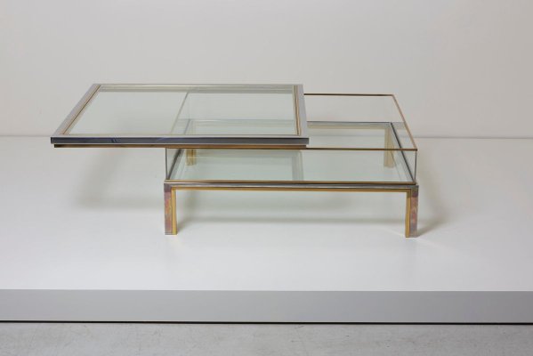 Sliding Top Coffee Table in Brass and Chrome from Maison Jansen, 1970s-VLZ-631919