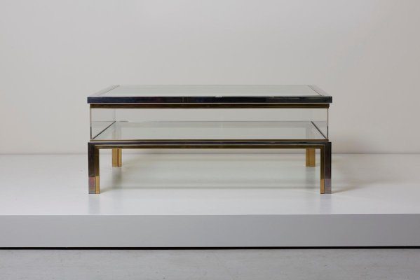 Sliding Top Coffee Table in Brass and Chrome from Maison Jansen, 1970s-VLZ-631919