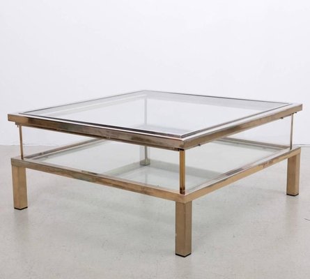 Sliding Top Coffee Table in Brass and Chrome from Maison Jansen, 1970s-VLZ-631981