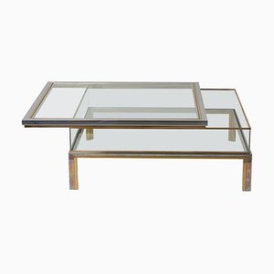 Sliding Top Coffee Table in Brass and Chrome from Maison Jansen, 1970s-VLZ-631919