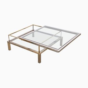 Sliding Top Coffee Table in Brass and Chrome from Maison Jansen, 1970s-VLZ-631981