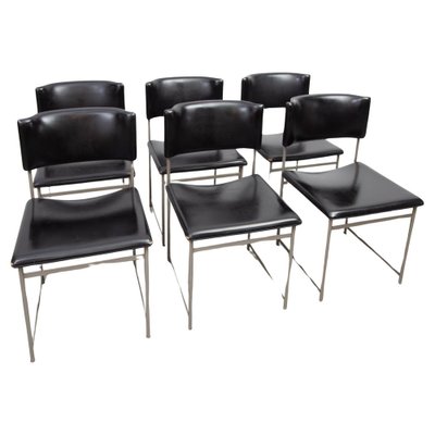 SM08 Dining Chairs in Black Leather attributed to Cees Braakman for Pastoe, 1960s, Set of 6-KL-1812105