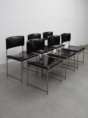 SM08 Dining Chairs in Black Leather attributed to Cees Braakman for Pastoe, 1960s, Set of 6-KL-1812105