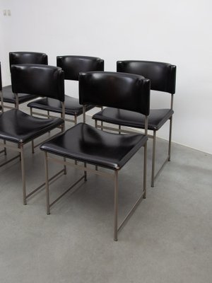 SM08 Dining Chairs in Black Leather attributed to Cees Braakman for Pastoe, 1960s, Set of 6-KL-1812105